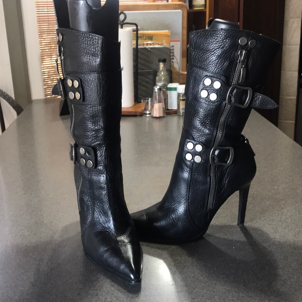 Sexy black leather Harley Davidson boots